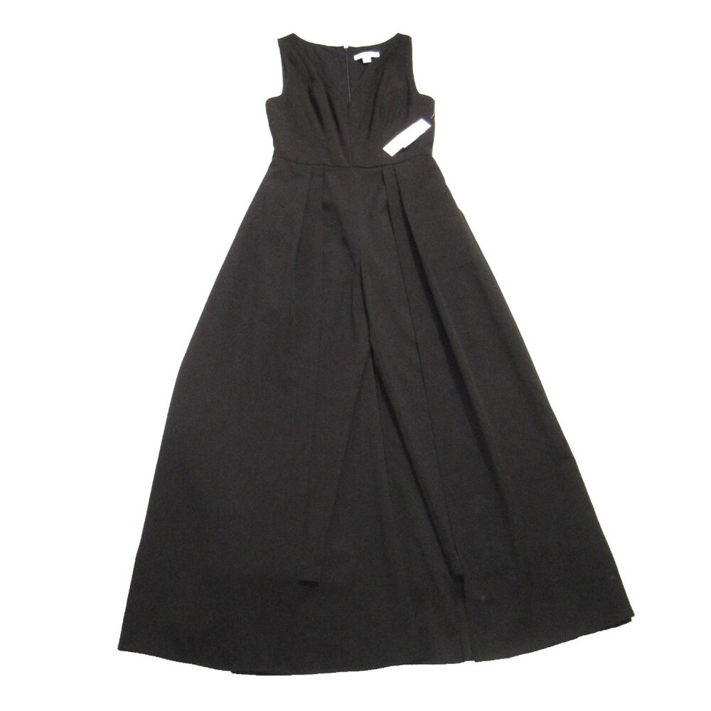 NWT Kay Unger Avery Ashlyn in Black Stretch Crepe Walk Through Maxi Jumpsuit 8 - Picture 6 of 12
